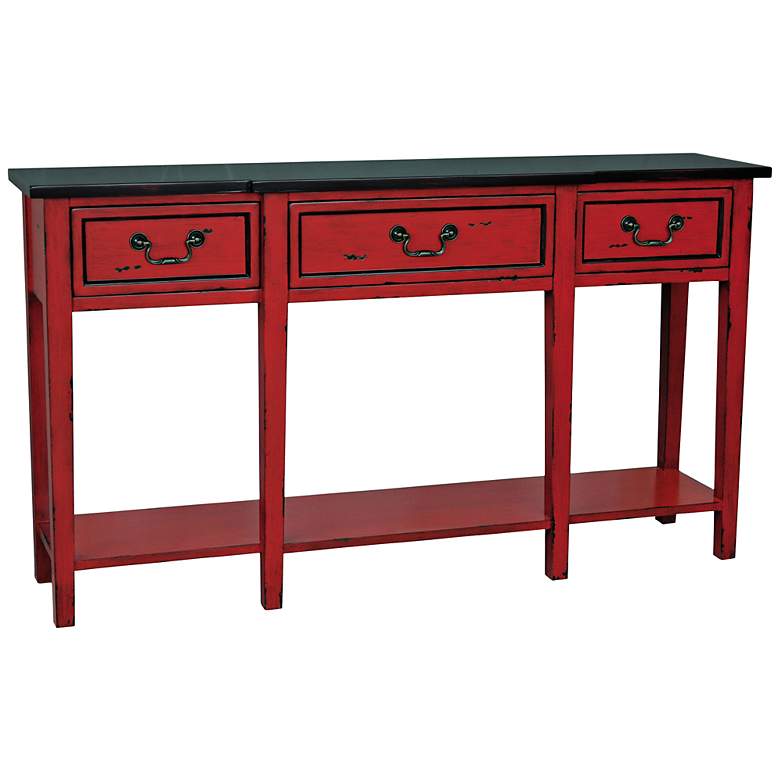 Image 1 Esmeralda Red Painted Breakfront Console Table