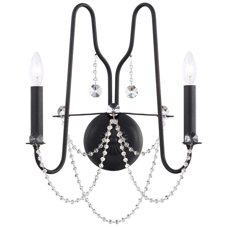 Image 1 Esmery 16.5 inchH x 12.5 inchW 2-Light Crystal Wall Sconce in Ferro Black