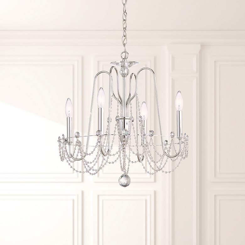 Image 1 Esmery 21.5"H x 21"W 4-Light Crystal Chandelier in Silver