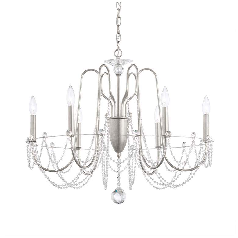 Image 1 Esmery 24 inchH x 28 inchW 6-Light Crystal Chandelier in Antique Silver