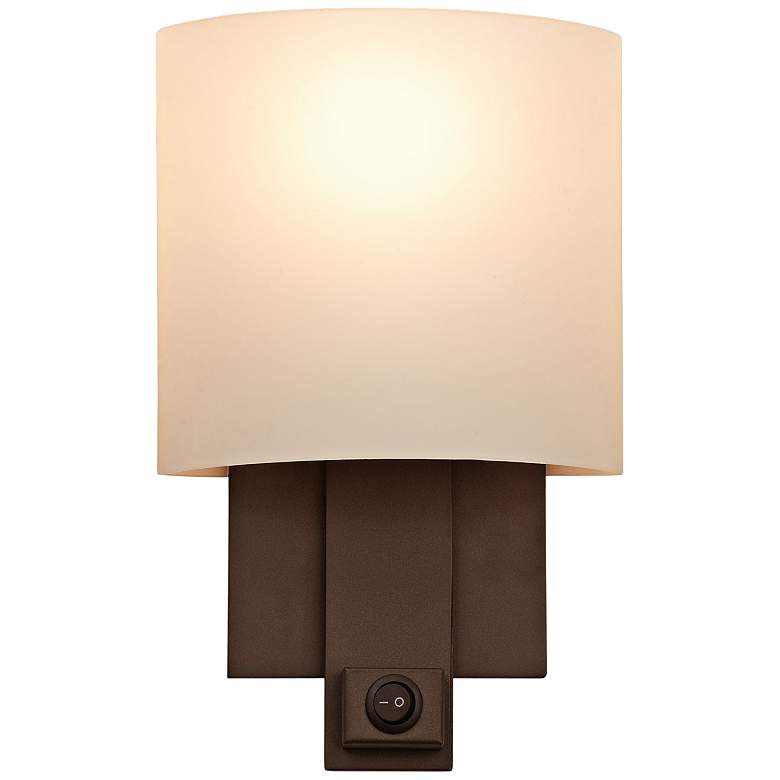Image 2 Espille Calcite Glass 13 inch High Bronze Wall Sconce with On-Off Switch