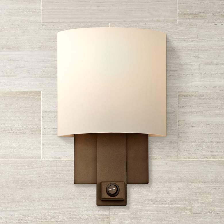 Espille Calcite Glass 13&quot; High Bronze Wall Sconce with On-Off Switch