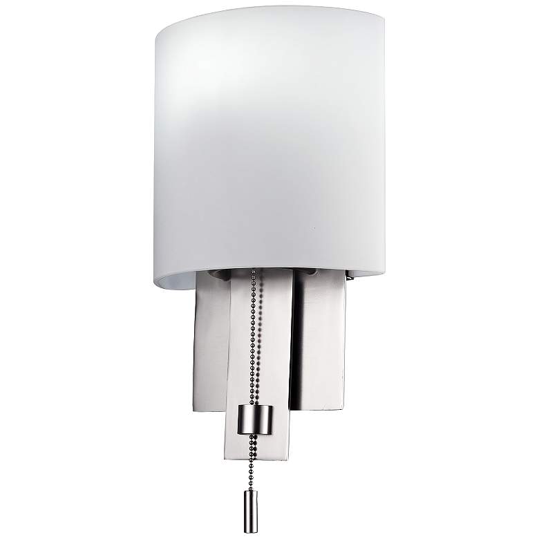 Image 2 Espille White Cased Glass 13" High Satin Nickel Sconce