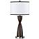 Espresso Faux Wood Hourglass Table Lamp