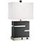 Espresso Grid Modern Table Lamp with Base Outlet Socket