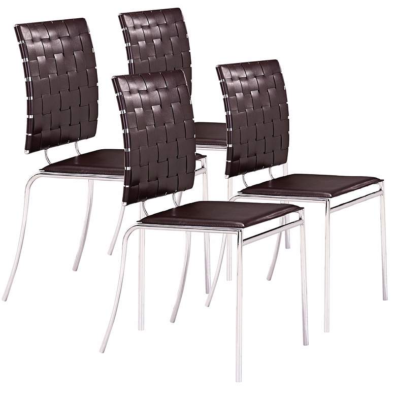 Image 1 Espresso Set of Four Criss Cross Chairs