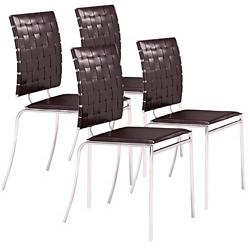 Espresso Set of Four Criss Cross Chairs