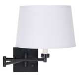 Espresso with White Linen Shade Swing Arm Wall Lamp