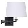 Espresso with White Linen Shade Swing Arm Wall Lamp in scene