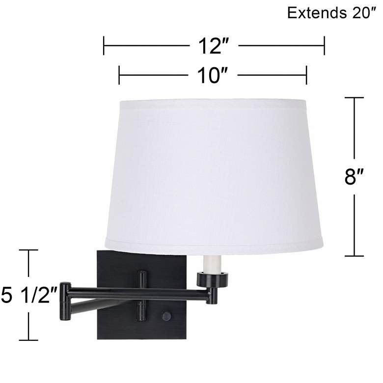 Image 4 Espresso with White Linen Shade Swing Arm Wall Lamp more views