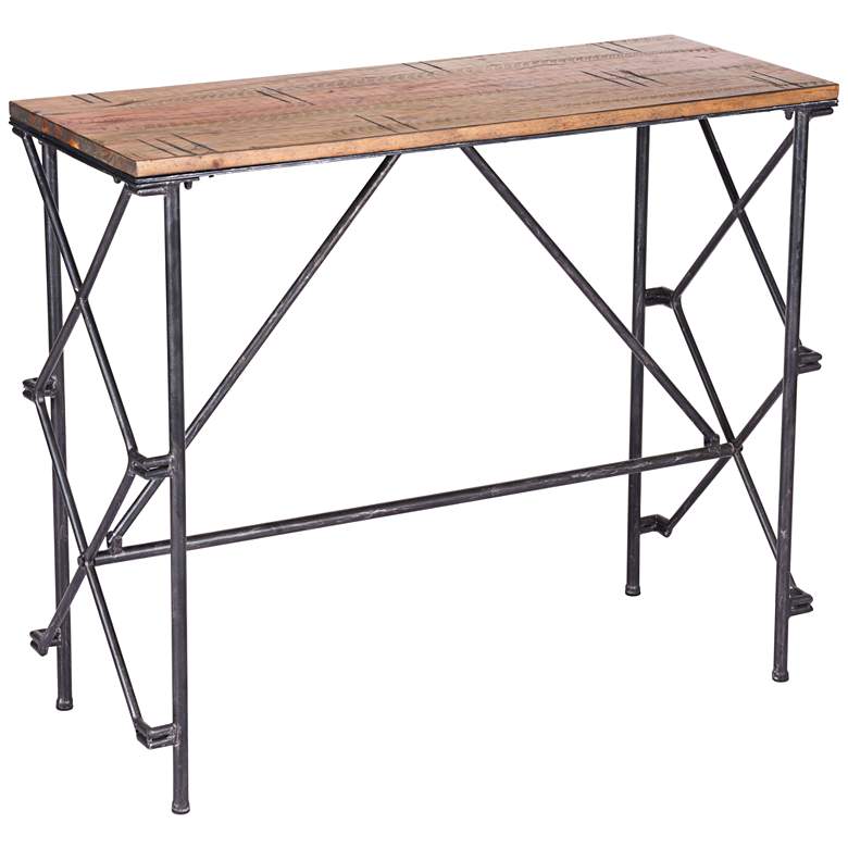 Image 1 Esquil 36 1/4 inch Wide Distressed Wood and Steel Console Table