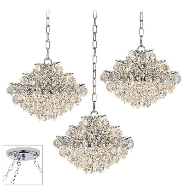 Image 1 Essa 12 inch Wide Chrome and Crystal 3-Light Swag Chandelier