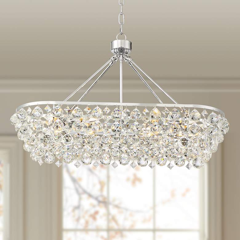 Image 1 Essa 32 inch Wide Chrome and Crystal Island Light Pendant Chandelier