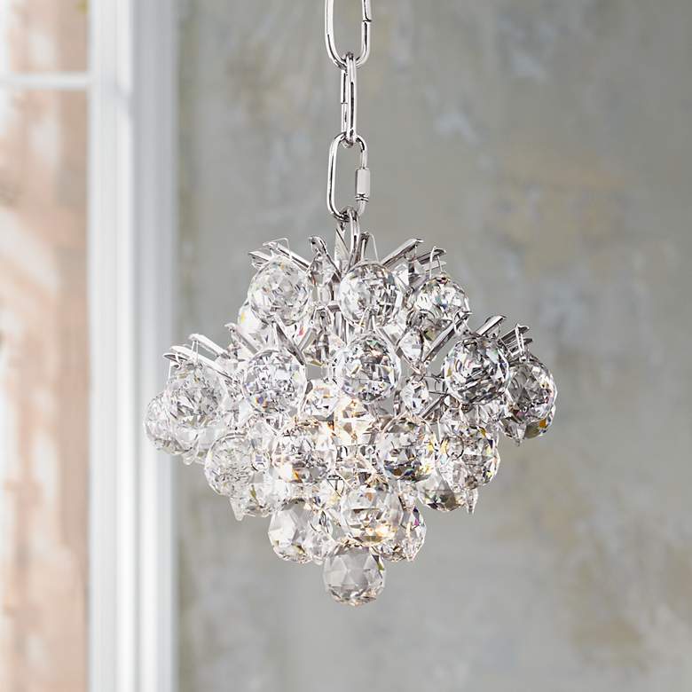 Essa 8&quot; Wide Chrome and Crystal Mini Chandelier