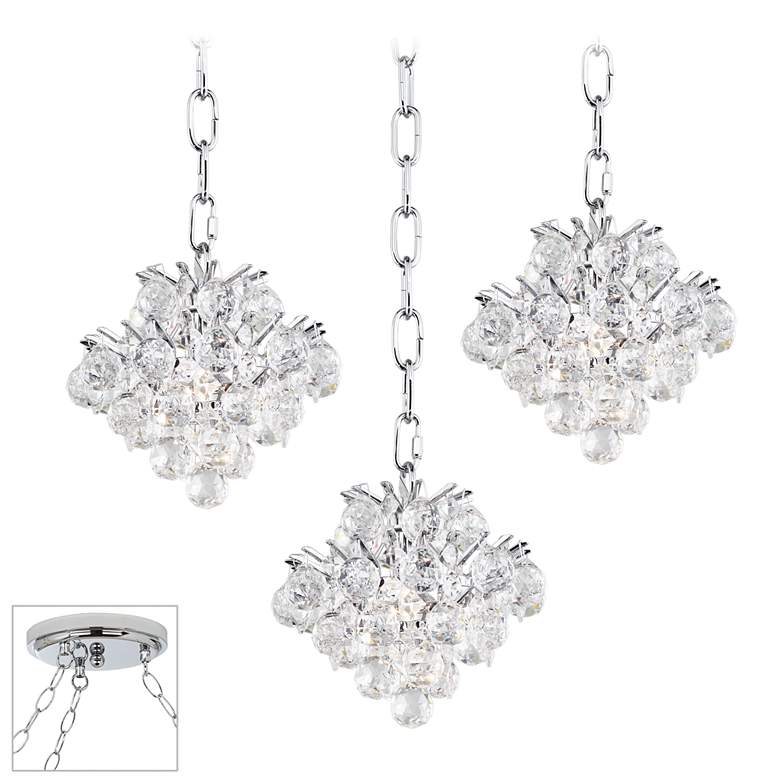 Image 1 Essa Three 8 inch Wide Chrome and Crystal Multi-Light Swag Chandelier