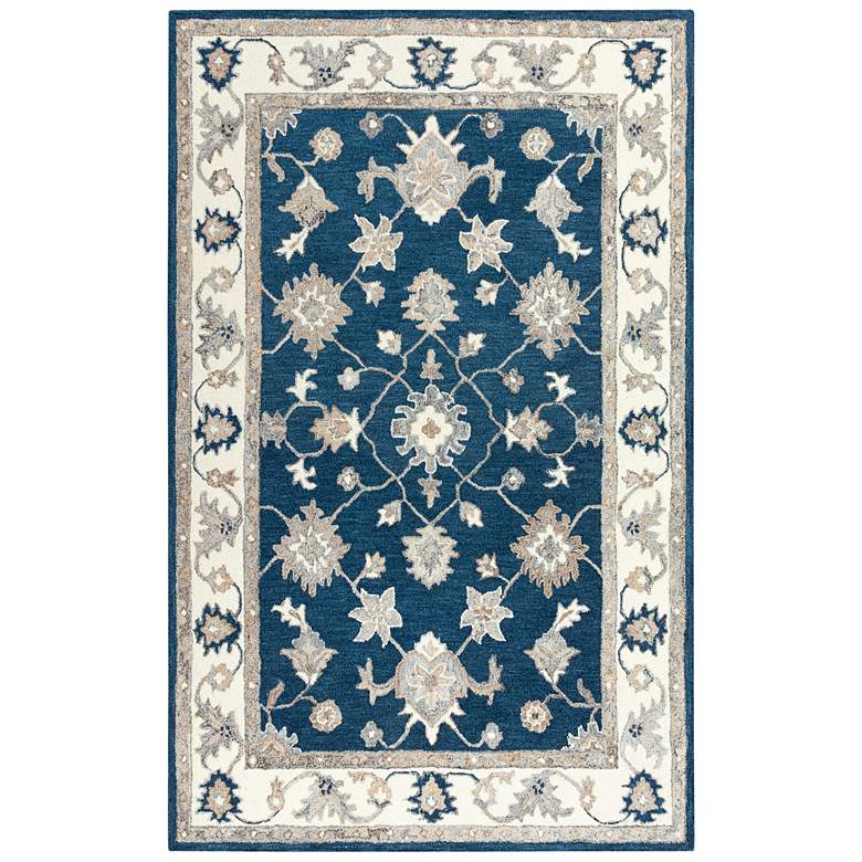 Image 2 Essence ESS105 5'x7'6" Navy and Gray Classical Area Rug