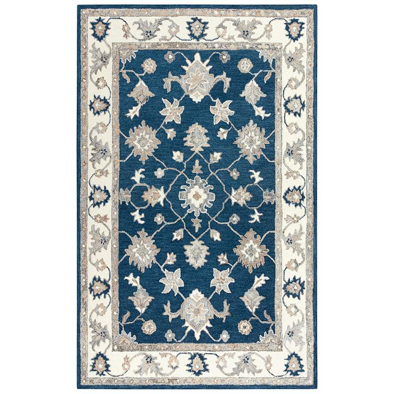 Image 2 Essence ESS105 5&#39;x7&#39;6 inch Navy and Gray Classical Area Rug