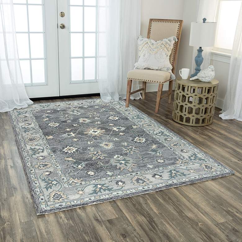Image 1 Essence ESS106 5'x7'6" Gray Classical Rectangular Area Rug