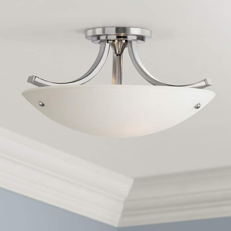 Image 1 Essential Brushed Steel 16 inch Wide Ceiling Light