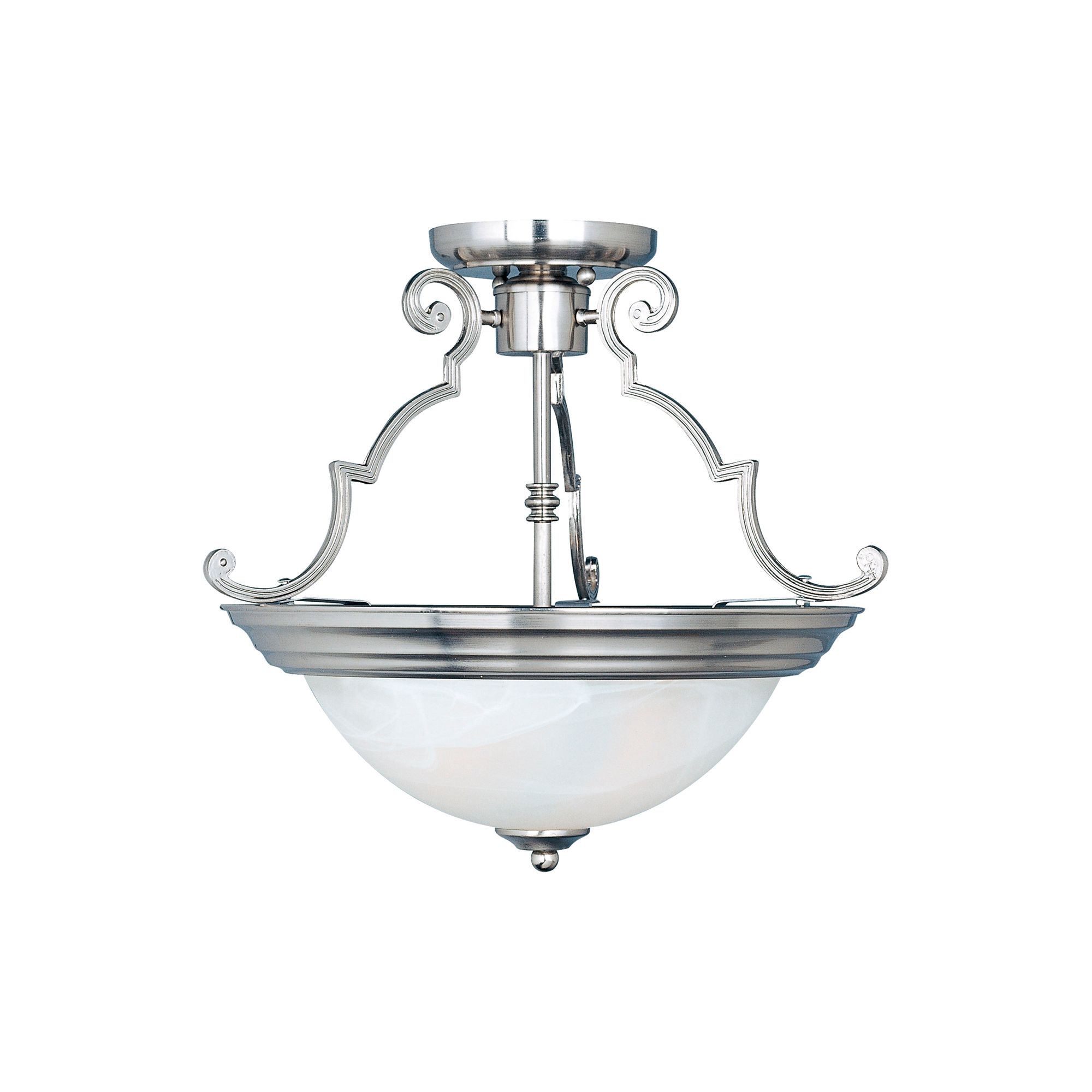 Image 2 Essentials 2-Light Semi-Flush Mount Satin Nickel more views