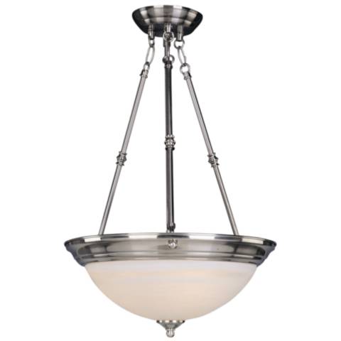 Rush Lamp Invert Essentials 3-Light Invert Bowl Pendant Satin Nickel - #37648 | Lamps Plus
