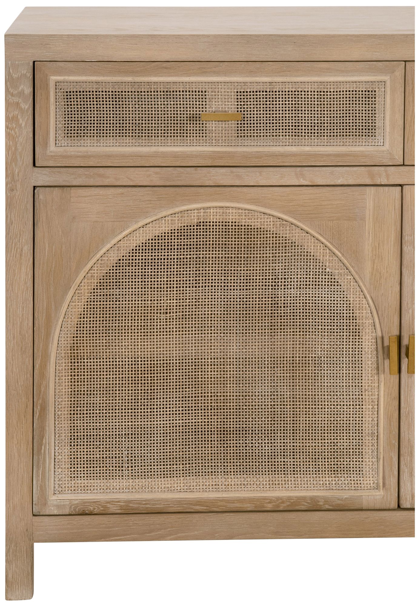 Image 2 Essentials for Living Cane 63" Smoke Gray Oak Wood 3-Door Media Sidebo more views