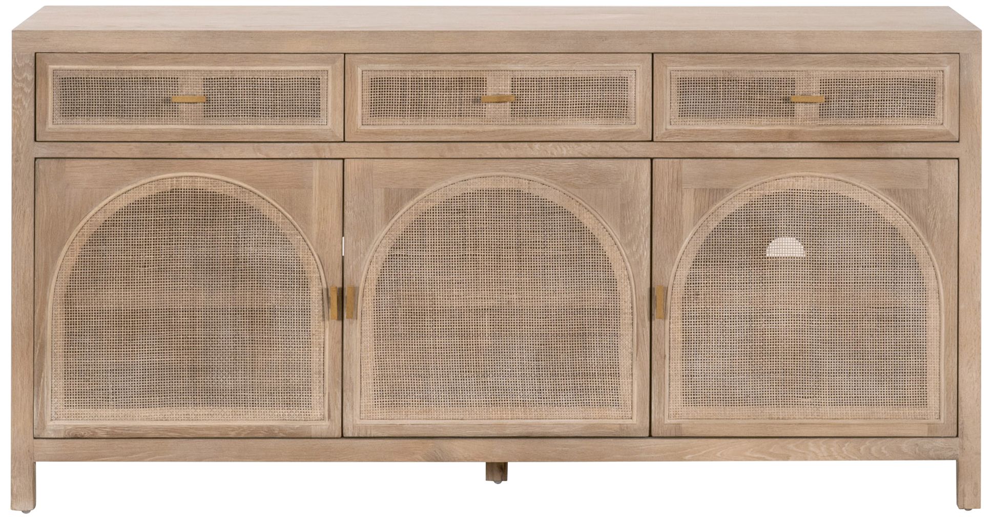 Image 5 Essentials for Living Cane 63" Smoke Gray Oak Wood 3-Door Media Sidebo more views