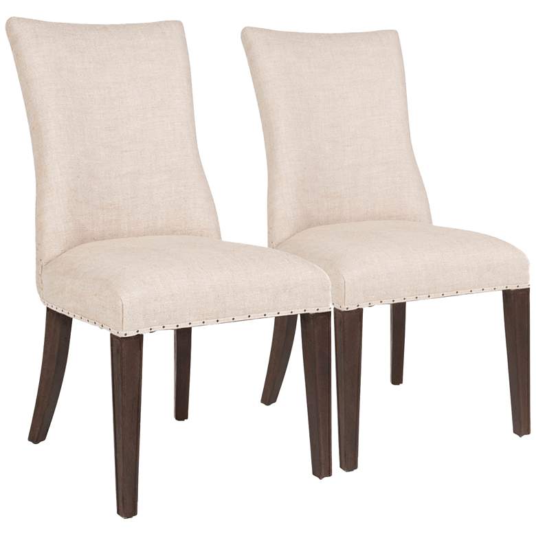 Image 1 Essentials Lourdes Bisque French Linen Dining Chair Set of 2