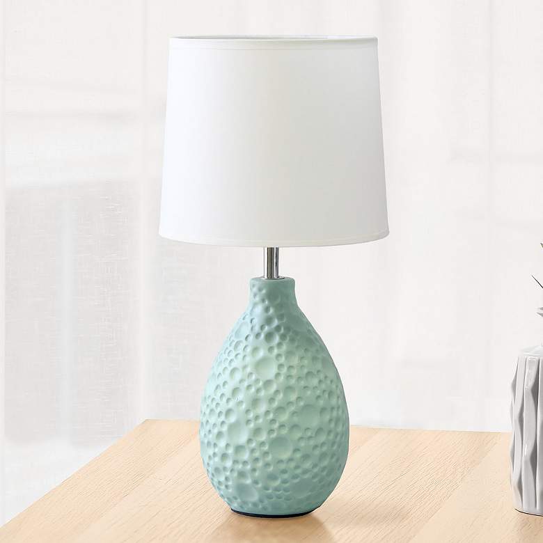 Image 1 Essentix 14 1/4 inch High Blue Ceramic Accent Table Desk Lamp