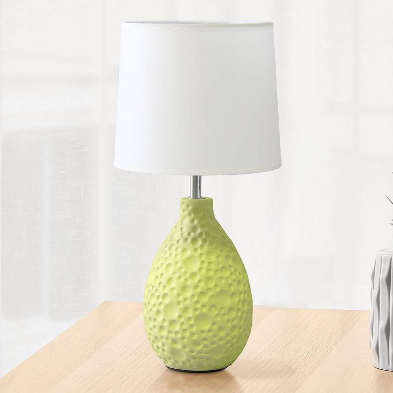 Image 1 Essentix 14 1/4 inch High Green Ceramic Accent Table Desk Lamp