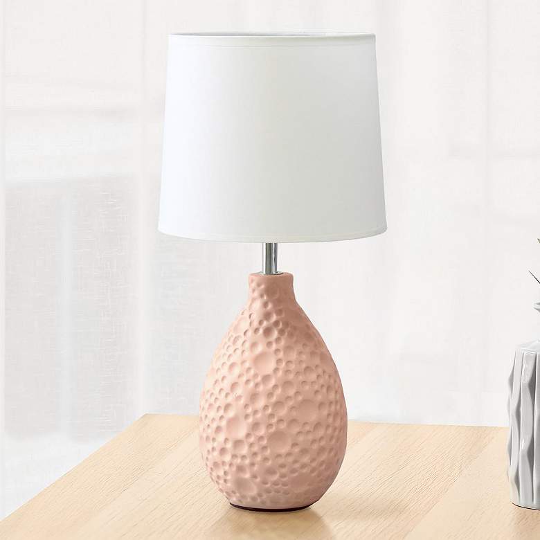 Image 1 Essentix 14 1/4 inch High Pink Ceramic Accent Table Desk Lamp