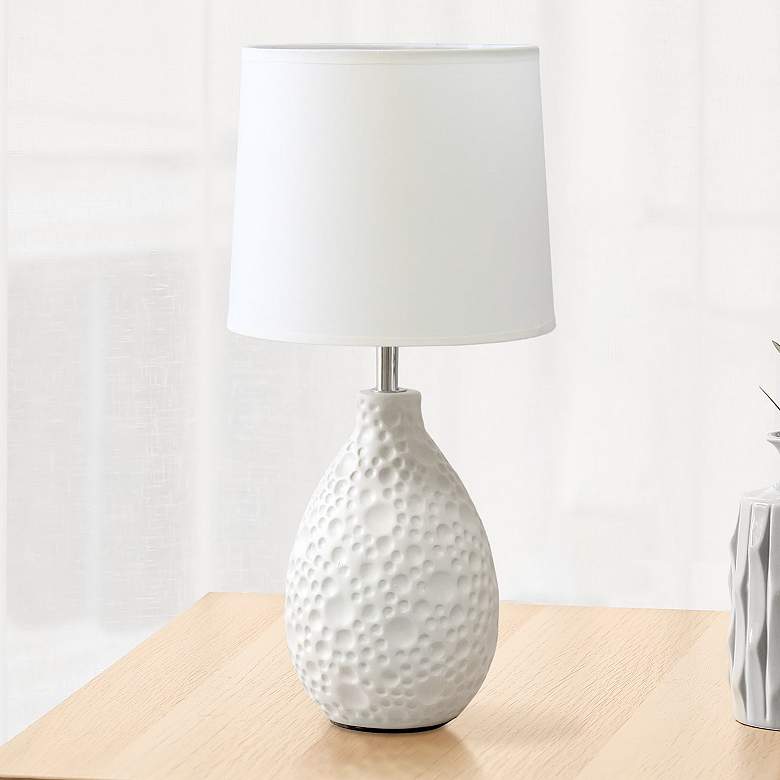 Image 1 Essentix 14 1/4 inch High White Ceramic Accent Table Desk Lamp