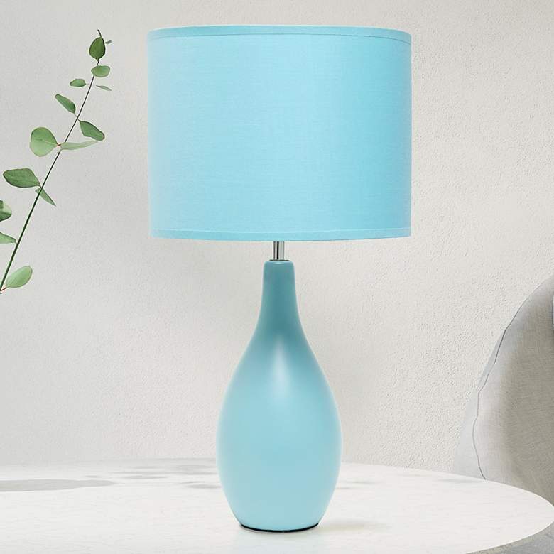 Image 1 Essentix 18 1/2 inch High Blue Ceramic Accent Table Desk Lamp