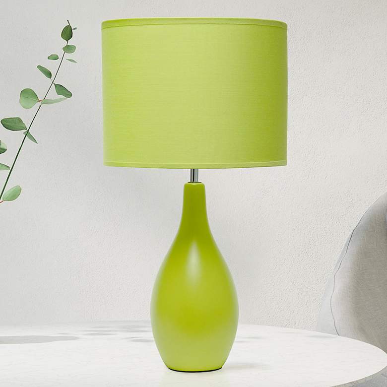 Image 1 Essentix 18 1/2 inch High Green Ceramic Accent Table Desk Lamp