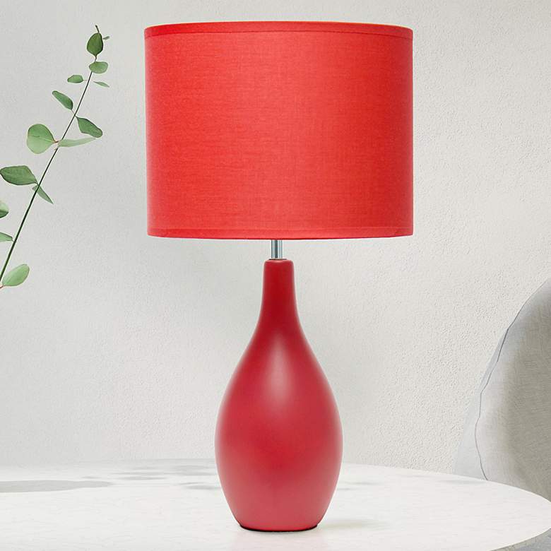 Image 1 Essentix 18 1/2 inch High Red Ceramic Accent Table Desk Lamp