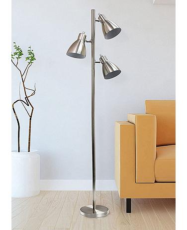 Essentix 64" High Brushed Nickel Adjustable 3-Light Tree Floor Lamp