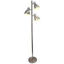 Essentix 64&quot; High Brushed Nickel Adjustable 3-Light Tree Floor Lamp