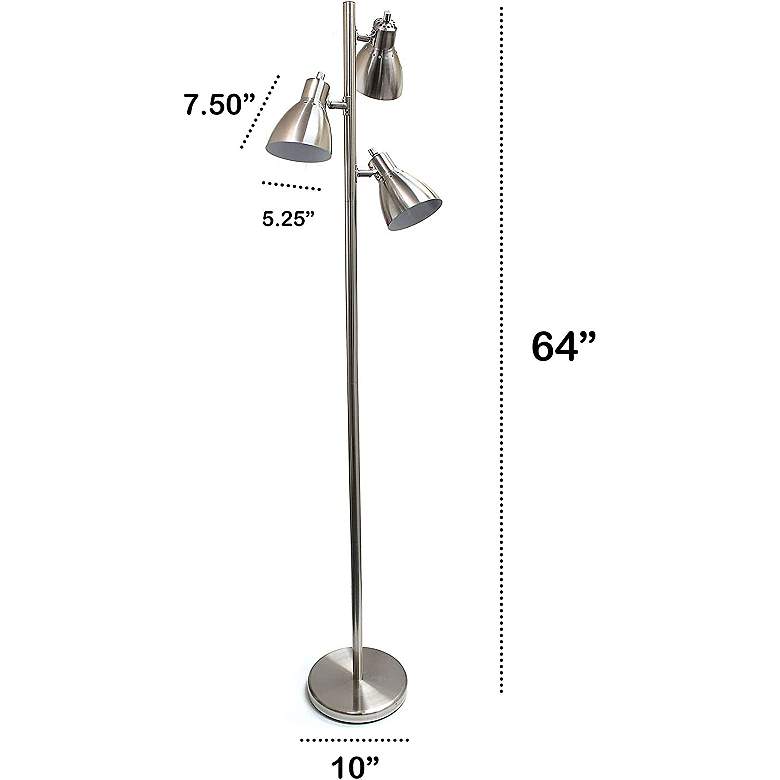 Image 7 Essentix 64" High Brushed Nickel Adjustable 3-Light Tree Floor Lamp more views