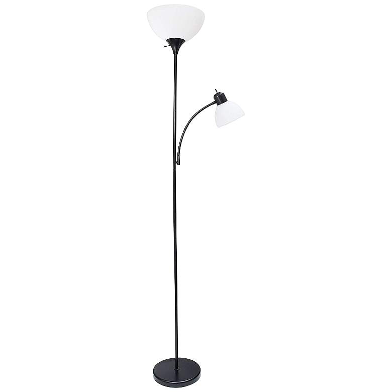 Image 2 Essentix 71 1/2 inch Black 2-Light Torchiere Floor Lamp
