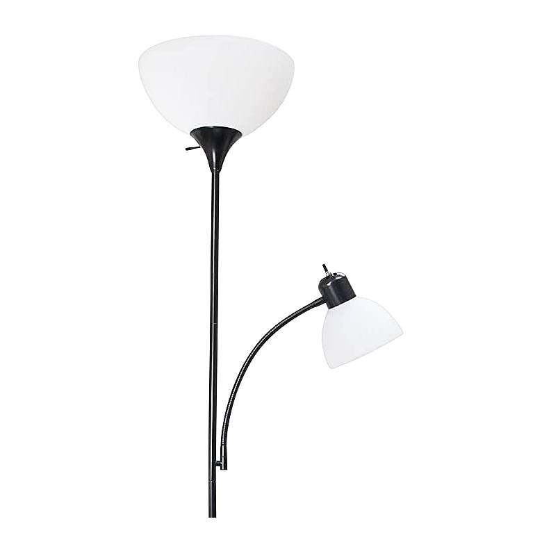 Image 4 Essentix 71 1/2" Black 2-Light Torchiere Floor Lamp more views