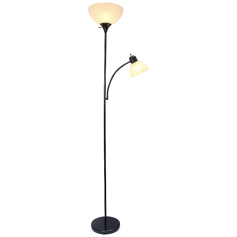 Image 6 Essentix 71 1/2" Black 2-Light Torchiere Floor Lamp more views