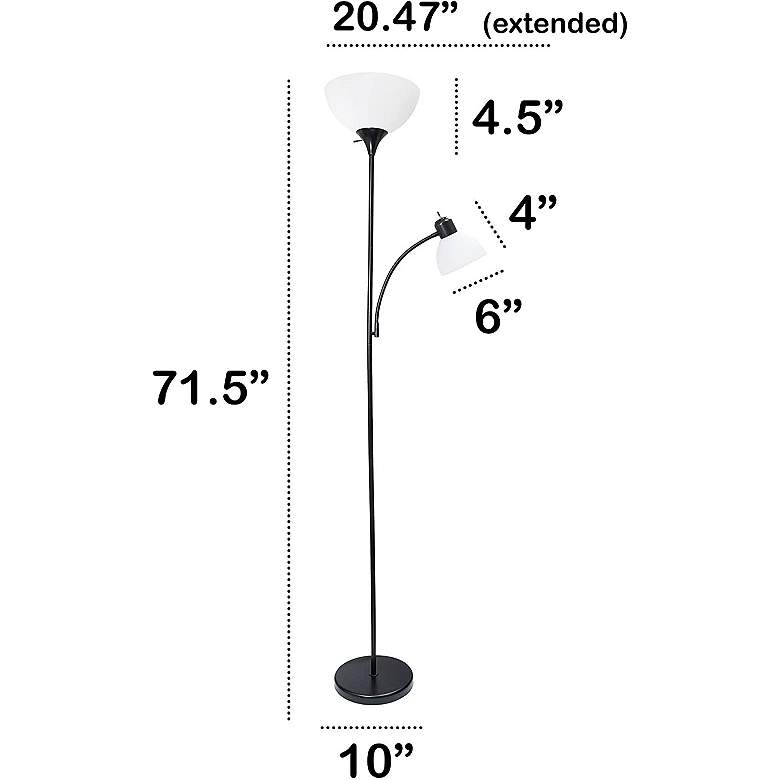 Image 7 Essentix 71 1/2" Black 2-Light Torchiere Floor Lamp more views