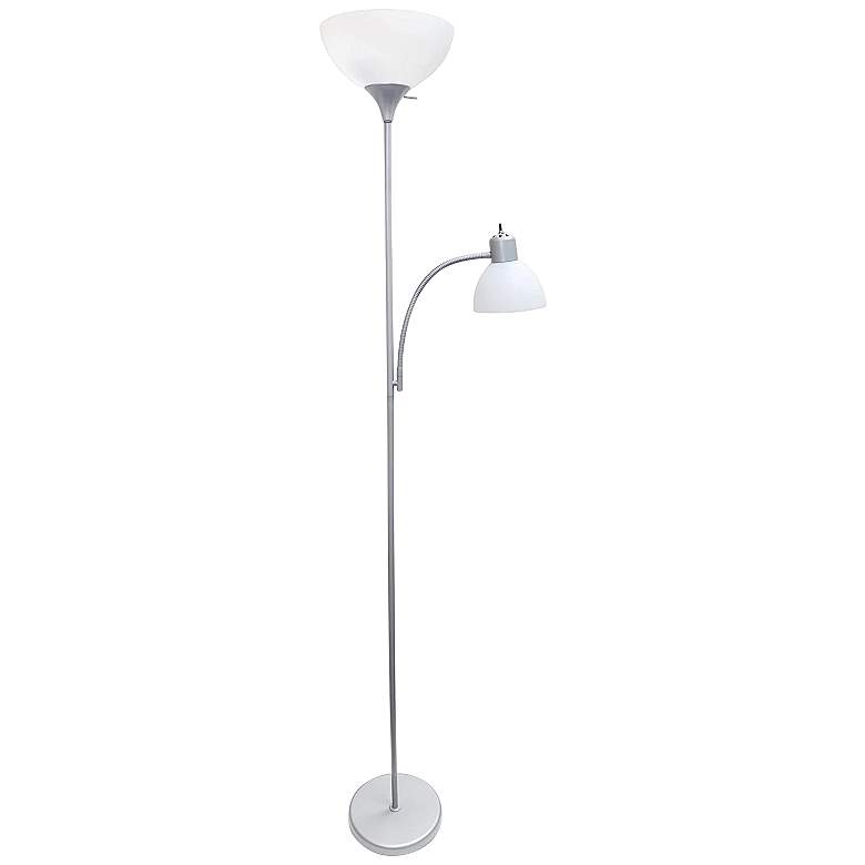 Image 2 Essentix 72 1/2 inch High Silver 2-Light Torchiere Floor Lamp