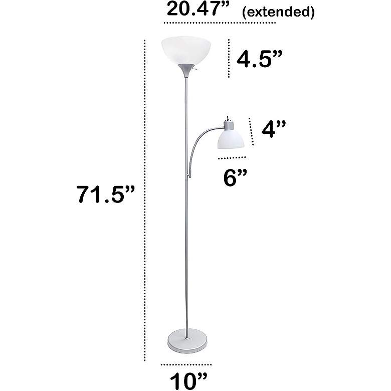 Image 7 Essentix 72 1/2 inch High Silver 2-Light Torchiere Floor Lamp more views