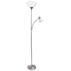 Essentix 74 1/2&quot; High Brushed Nickel 2-Light Torchiere Floor Lamp