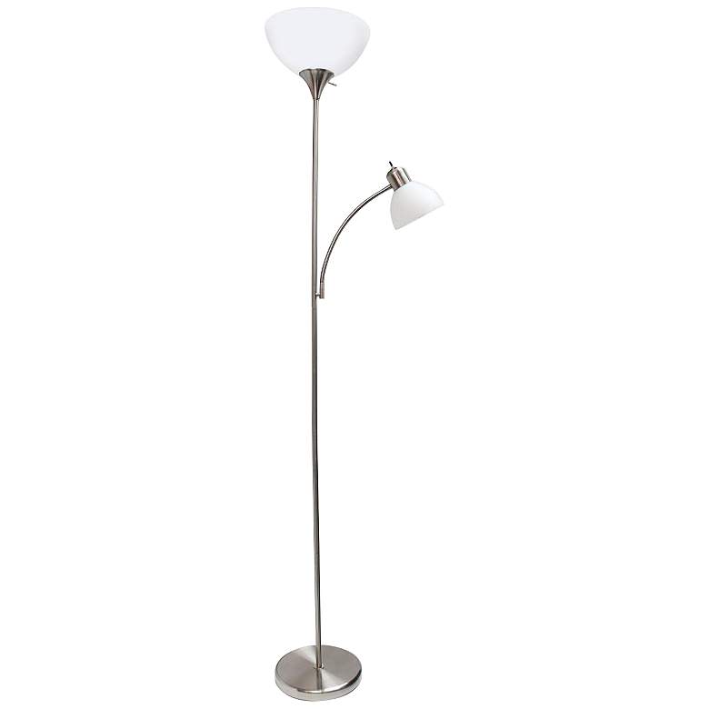 Image 2 Essentix 74 1/2 inch High Brushed Nickel 2-Light Torchiere Floor Lamp