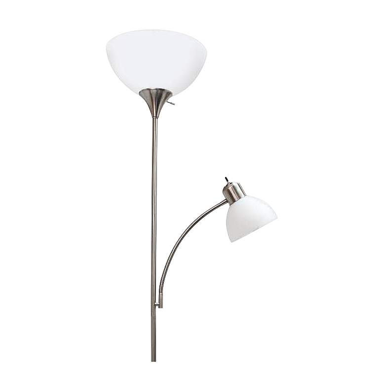 Image 4 Essentix 74 1/2 inch High Brushed Nickel 2-Light Torchiere Floor Lamp more views