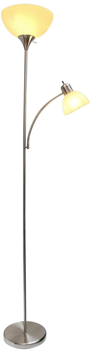Essentix 74 1/2" High Brushed Nickel 2-Light Torchiere Floor Lamp