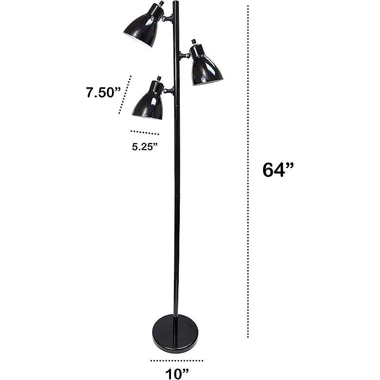 Image 6 Essentix Black Adjustable 3-Light Tree Floor Lamp more views
