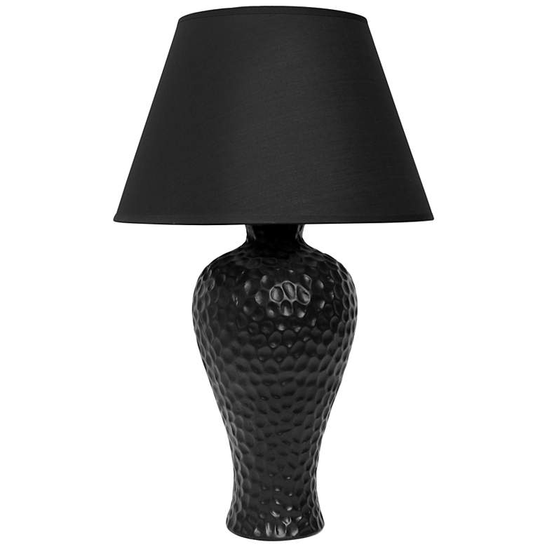 Image 2 Essentix Black Imprint Ceramic Accent Table Desk Lamp